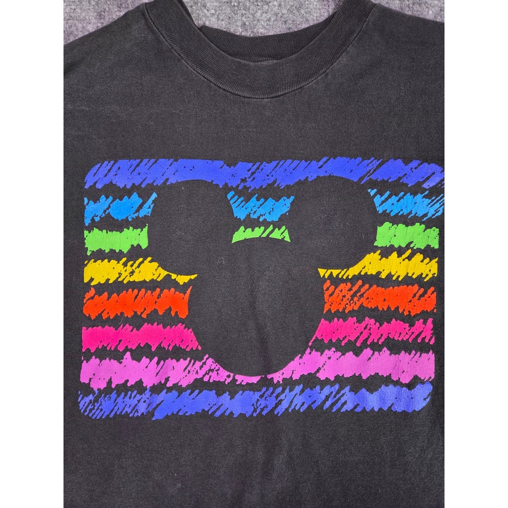 Vintage Disney T-Shirt Mens XL Black 90s Mickey Mouse Disney Channel Beefy-T